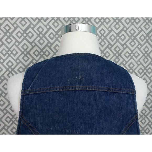 Vtg Wrangler Denim Vest Fleece Lined Blue Jean Top - Picture 8 of 10